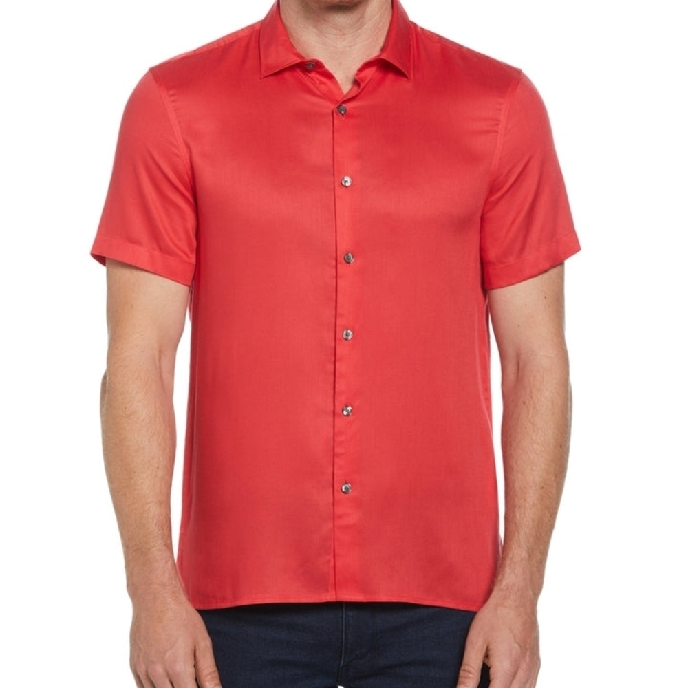 Perry Ellis Haute Red Button Up Short Sleeve Shirt Size XXL